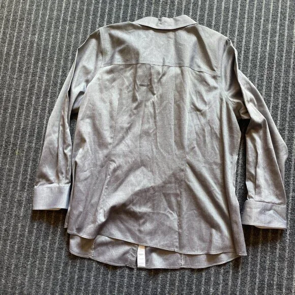 Talbots Wrinkle Resistant 16WPGray/Blue Chambray 100% Cotton Like New - Picture 3 of 6